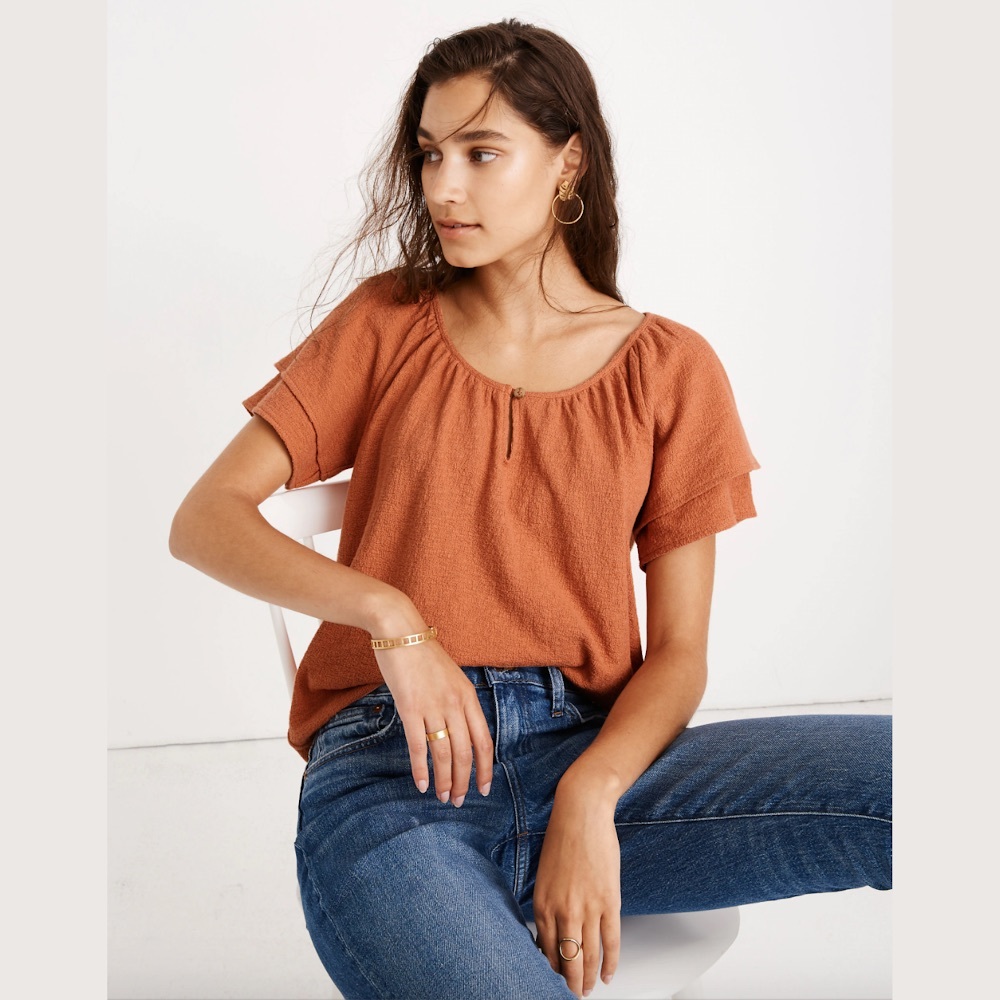 Madewell Texture & Thread Tiered-Sleeve Top